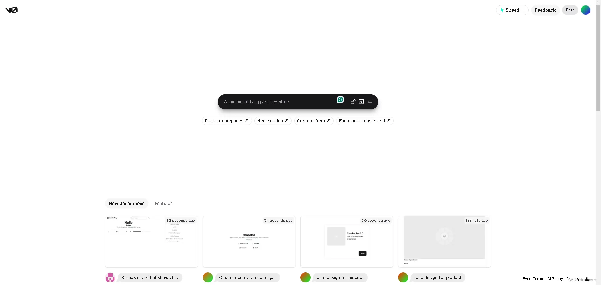 前端AI工具Vercel V0初体验