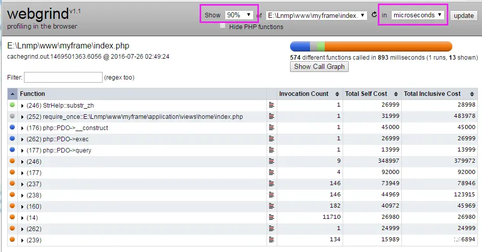 Xdebug结合webgrind对程序进行性能分析 及 使用XHProf扩展测试php程序性能-排查PHP瓶颈