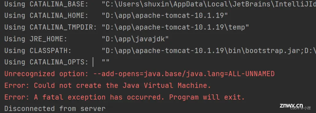 解决ideatomcatUnrecognized option:--add-opens=java.base/java.lang=ALL-UNNAMEDError:Could not create th