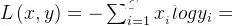 L\left ( x,y \right ) = -\sum _{i=1}^{C}x_{_{i}} log y_{i}