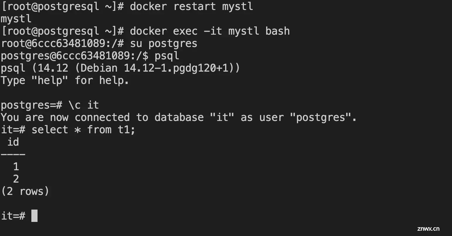 在docker上部署postgresSQL主从