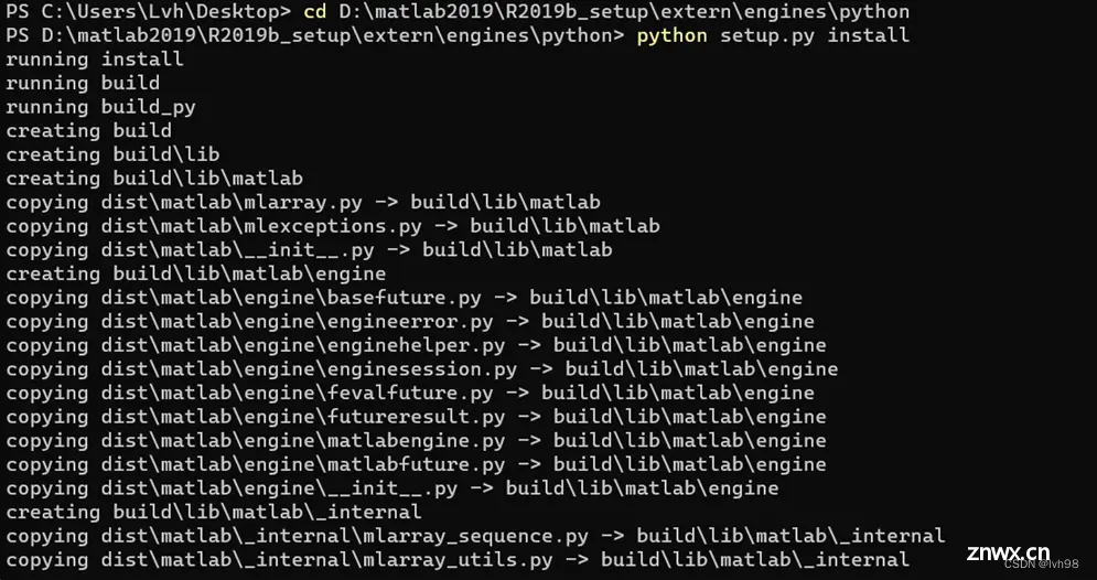 安装 MATLAB Engine API 的 Python 设置脚本