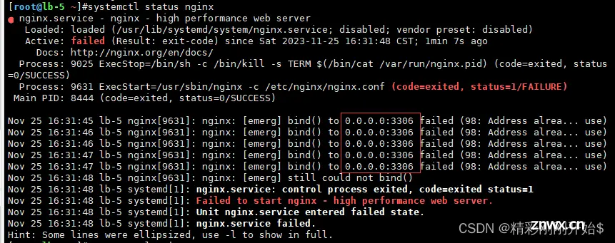 Job for nginx.service failed because the control process exited with error code. See “systemctl stat