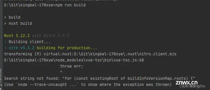 Nuxt3：构建的时候报错Search string not found: “for (const existingRoot of buildInfoVersionMap.roots)