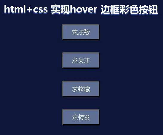 html+css 实现hover 边框彩色按钮效果