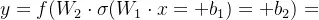 y=f(W_{2}\cdot \sigma (W_{1}\cdot x+b_{1})+b_{2})