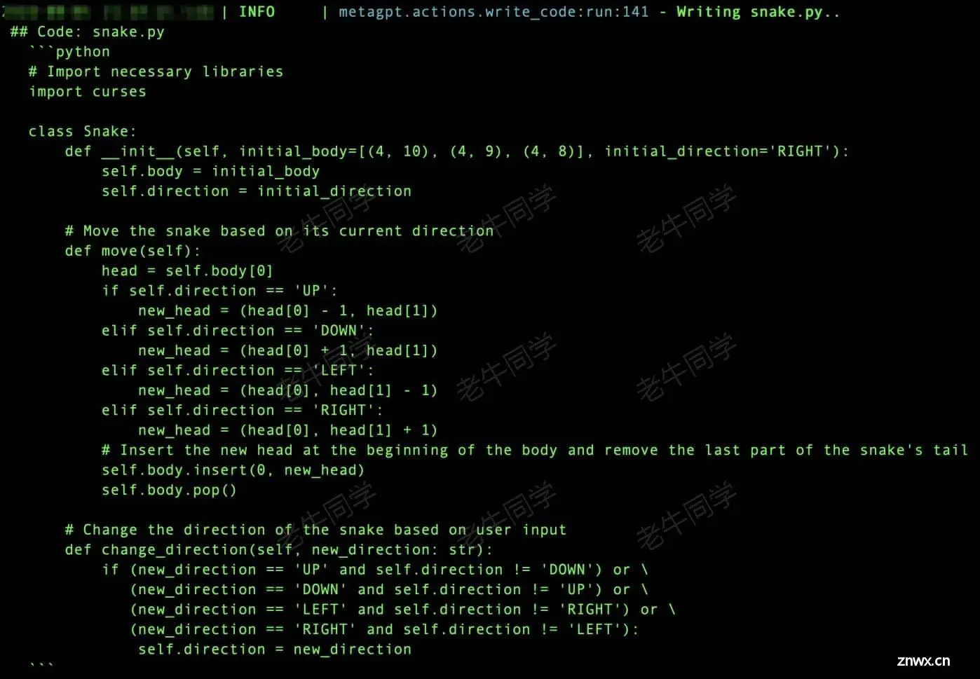 snake.py 代码实现