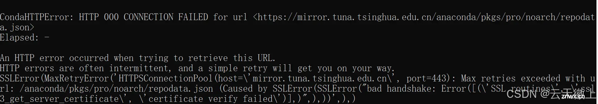 【Python】成功解决conda创建虚拟环境时出现的CondaHTTPError: HTTP 000 CONNECTION FAILED错误