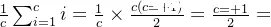 \frac{1}{c}\sum_{i = 1}^{c}i = \frac{1}{c} \times \frac{c(c + 1)}{2} = \frac{c + 1}{2}