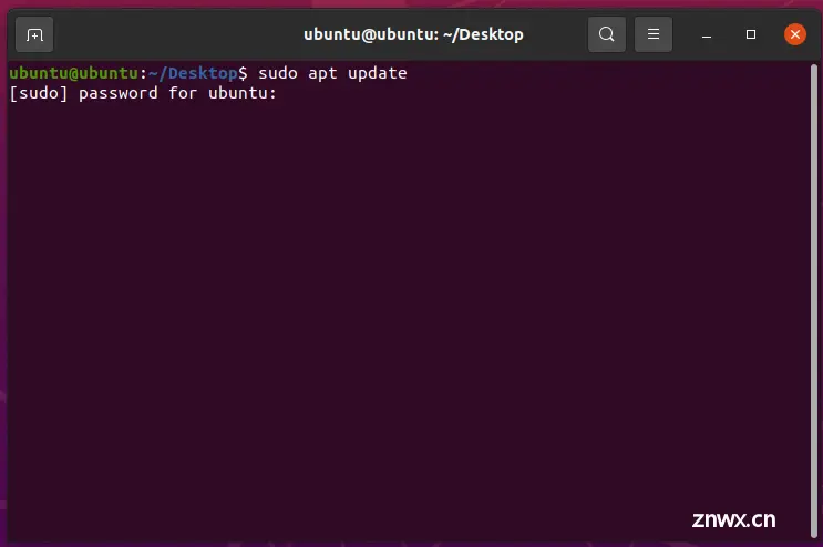 在终端执行 sudo apt update