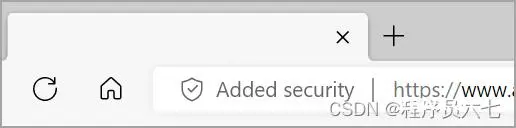 为网站启用增强安全性时，在 Microsoft Edge 地址栏左侧添加了安全显示。